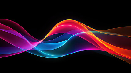 Abstract futuristic background with pink, purple and blue glowing neon wave line .