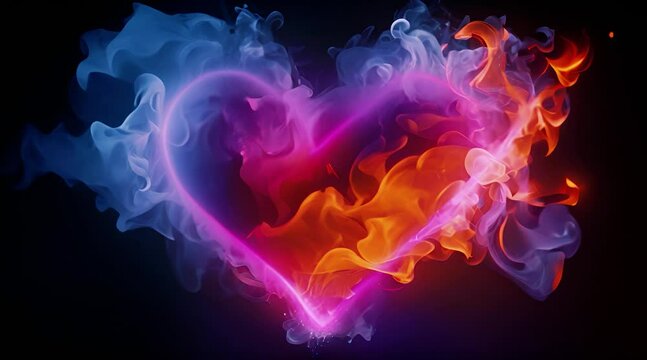 A cloud of colorful smoke in the form of a heart.