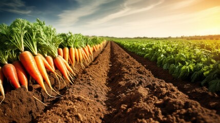 carrot harvest yields an abundance of large, ripe carrots, freshly harvested by dedicated carrot farmers. - obrazy, fototapety, plakaty