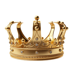 Gold Royal King crown isolated transparent, generative Ai