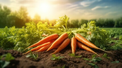 The carrot harvest is abundant, large ripe carrots have just been harvested by carrot farmers