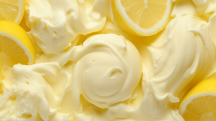 レモンアイスクリームのテクスチャー背景素材 - obrazy, fototapety, plakaty