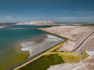 Sludge storage and huge dumps of potassium salt near water
