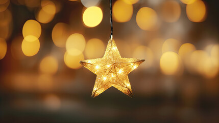 Abstract background with bokeh defocused lights and little star 