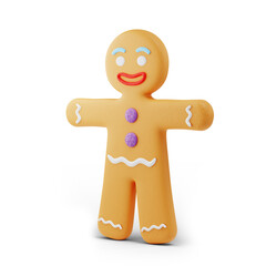 3d rendering illustration of gingerbread man cookie isolated on transparent background