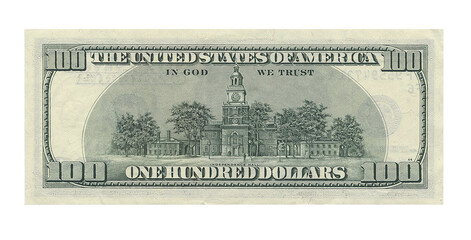 New hundred dollars bill back - obrazy, fototapety, plakaty