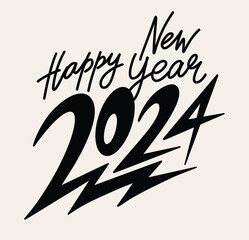 Happy New Year 2024. Isolated vector illustration. Celebration party. - 696165619