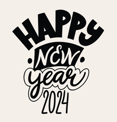 Happy New Year 2024. Isolated vector illustration. Celebration party. - 696165623