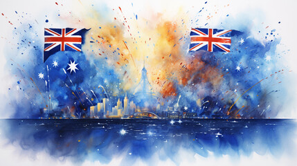 Australian flag vector illustration graphic design illustration, in the style of grunge brush stroke