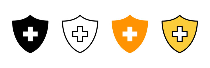 Health insurance icon set vector. Insurance document sign and symbol