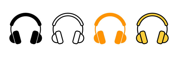 Headphone icon set vector. headphone sign and symbol