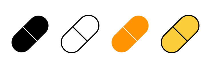 Pills icon set vector. capsule icon. Drug sign and symbol - obrazy, fototapety, plakaty