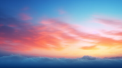 Fototapeta premium Abstract gradient sunrise in the sky with cloud and blue mix orange natural background.
