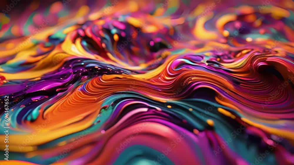 Wall mural minimal animation of a dynamic, fluid motion of colorful particles swirling in a hypnotic pattern.