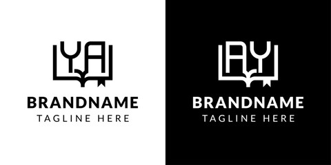 Letter AY and YA Book Logo, suitable for business related to book with AY or YA initials.