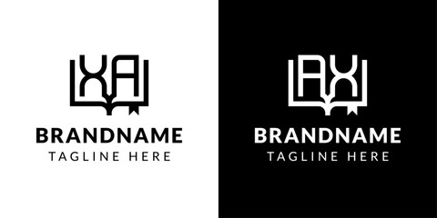 Letter AX and XA Book Logo, suitable for business related to book with AX or XA initials.