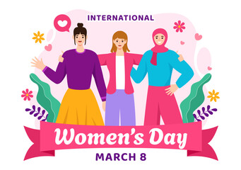 International Women's Day Vector Illustration on March 8 to Celebrate the Achievements and Freedom of Women in Flat Cartoon Background Design