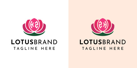 Letter HZ and ZH Lotus Logo Set, suitable for business related to lotus flowers with HZ or ZH initials. - obrazy, fototapety, plakaty