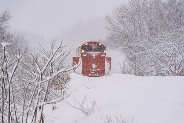 北海道の1月、ラッセル車。