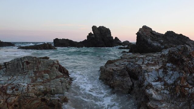 Beautiful rock formation at Burgess Beach, Forster, NSW, Australia.