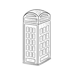 london telephone booth handdrawn illustration