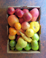 fresh fruit box arranged in rainbow color 