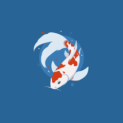 Ryba koi w stawie. Ilustracja wektorowa karpia japońskiego.