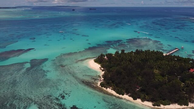 Static drone shot of Managaha Island, Northern Mariana Islands
