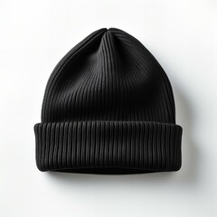 Classic Black Beanie Mockup Knit Hat Template for Branding and Fashion Design