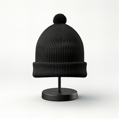 Classic Black Beanie Mockup Knit Hat Template for Branding and Fashion Design