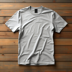 Minimalist Gray T-Shirt Mockup on Neutral Background - Ideal for Simple and Elegant Apparel Presentation