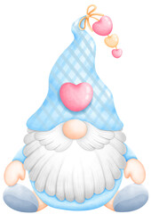 Romantic Watercolor Valentines Gnome Illustration for Greeting Cards