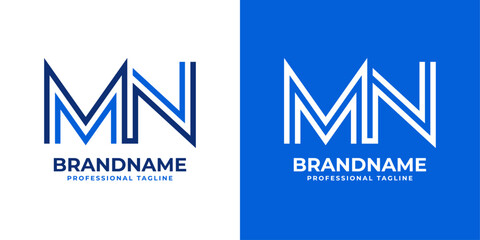 Letter MN Line Monogram Logo, suitable for business with MN or NM initials.