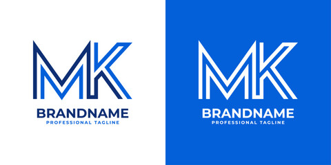 Letter MK Line Monogram Logo, suitable for business with MK or KM initials.