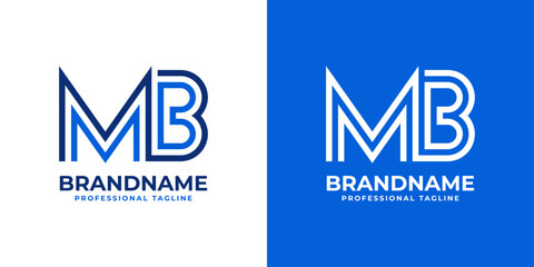 Letter MB Line Monogram Logo, suitable for business with MB or BM initials.