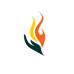 fire logo with hand concept