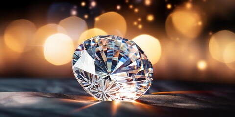 Closeup A radiant diamond set against a shiny background