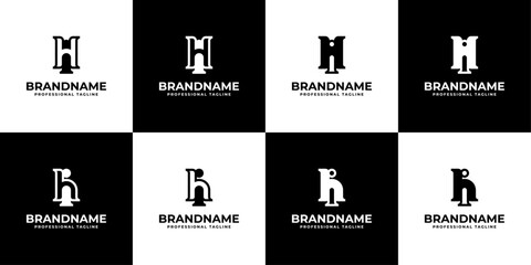 Letter HI Monogram Logo Bundle, sutable for business with HI or IH intials.