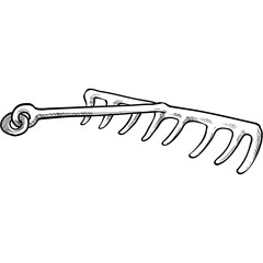 garden fork handdrawn illustration