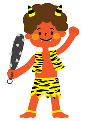 金棒を持った赤鬼のベクターイラスト