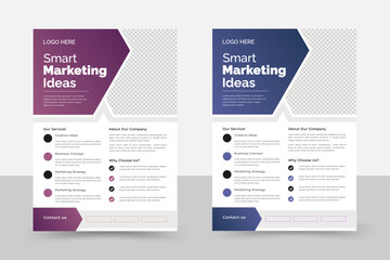 a bundle of 2 templates of different colors a4 flyer template, corporate business flyer template design set, flyer in A4 with colorful business proposal, promotion, advertise.