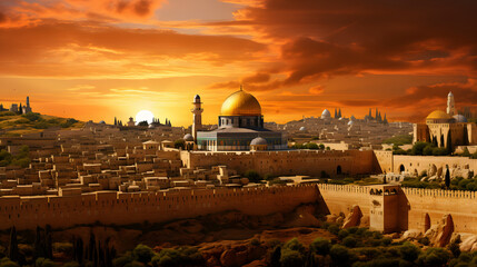 Obraz premium Holy City, Jerusalem, coming down out of heaven from God. It shone with the glory of God, and its brilliance was like that of a very precious jewel, like a jasper, clear as crystal 