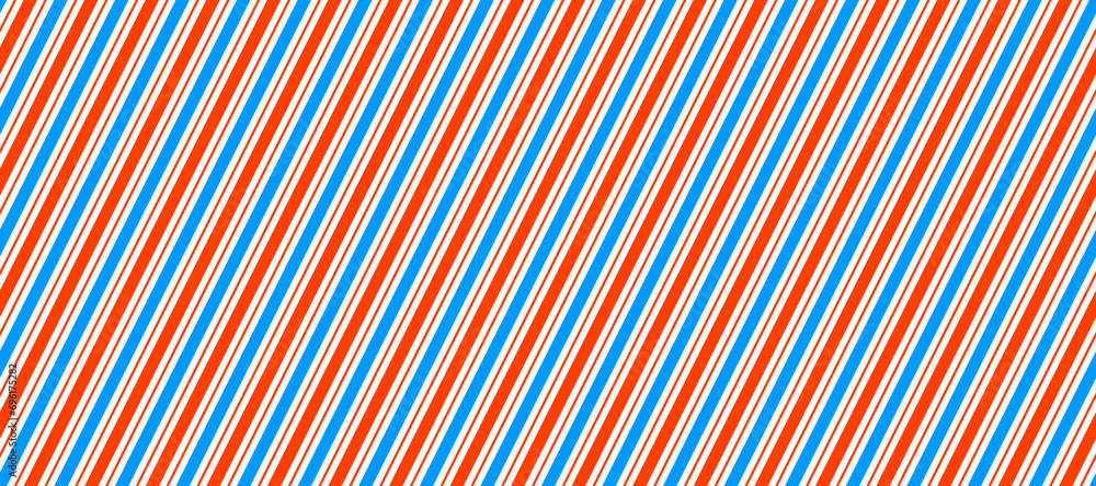 Poster Barber shop pole pattern. Abstract diagonal line seamless background. Striped repeating wallpaper. Red, and blue repeated texture. Vector wrapping paper backdrop. Barbershop pattern