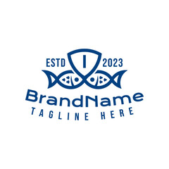 Letter I Fish Shield Logo, suitable for business related to Fish and Shield with I initial