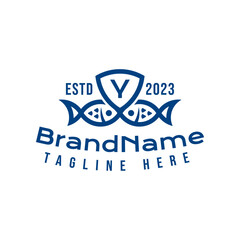 Letter Y Fish Shield Logo, suitable for business related to Fish and Shield with Y initial