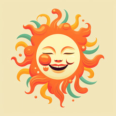 Smiling sun warm children's drawing picture book illustration
