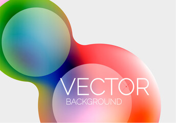 Beautiful flowing round shapes and circles abstract background. Liquid color bubble composition