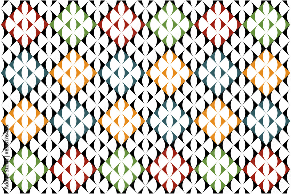 Poster geometric of tile pattern vector. design diamonds colors on white background. design print for illus