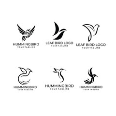 modern hummingbird logo set