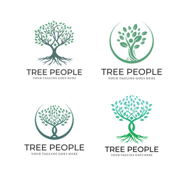 modern tree logo set,